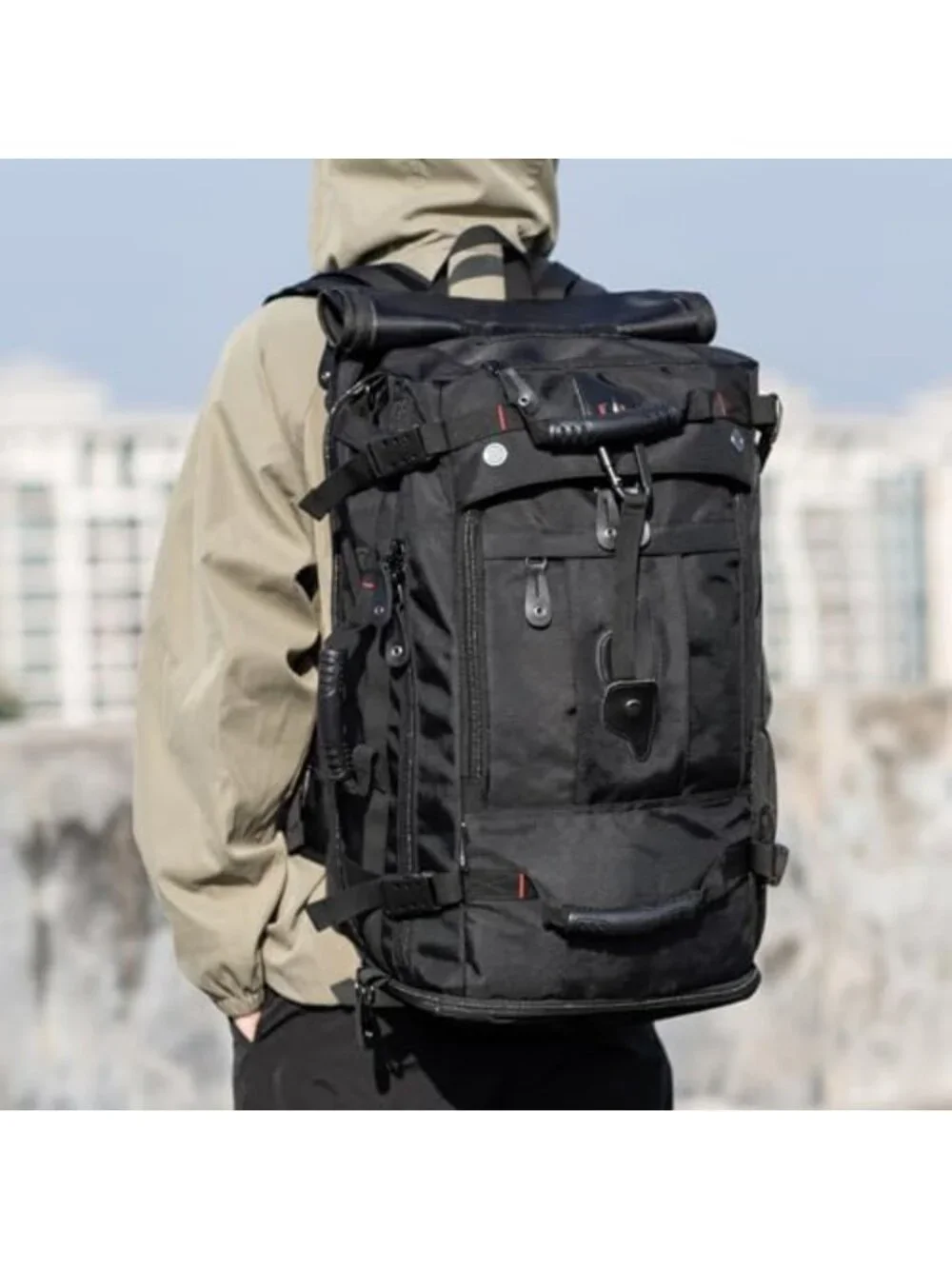 Large Capacity Travel Backpack & Duffle Bag - Durable Convertible 60L for Hiking